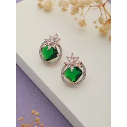 Saraf RS Jewellery Rose Gold-Plated American Diamond Contemporary Stud Earrings-picture-21