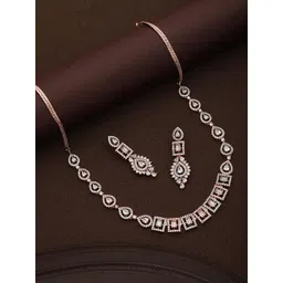 Saraf RS Jewellery Rose Gold-Plated American Diamond Studded Jewellery Set-picture-18
