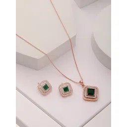 Saraf RS Jewellery Rose Gold-Plated American Diamond Studded Jewellery Set-picture-17