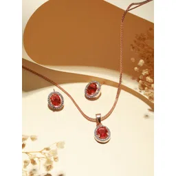 Saraf RS Jewellery Rose Gold-Plated & Red AD-Studded Jewellery Set-picture-28