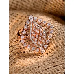 Saraf RS Jewellery Rose Gold-Plated & White AD Studded Ring-picture-39