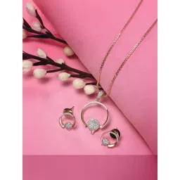 Saraf RS Jewellery Rose gold Plated Circular Pendant Necklace Set-picture-19