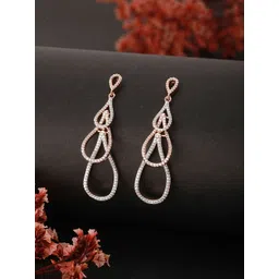 Saraf RS Jewellery Rose Gold Plated Contemporary American Diamond Drop Earrings-picture-22