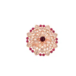 Saraf RS Jewellery Rose Gold Plated Pink Ruby AD Studded Floral Adjustable Cocktail Finger Rings-picture-21