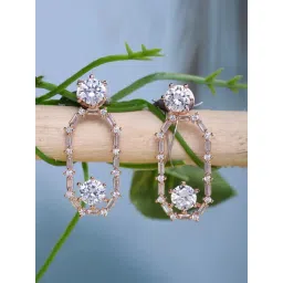 Saraf RS Jewellery Rose Gold White AD Studded Dangler Earrings-picture-35