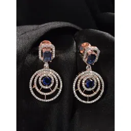 Saraf RS Jewellery Rose Gold White AD Studded Dropdown Earrings-picture-42
