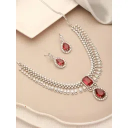 Saraf RS Jewellery Ruby Red AD Zircon Classic Necklace & Earring Set-picture-42