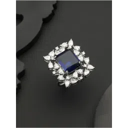 Saraf RS Jewellery Silver CZ Studded Cocktail Ring-picture-27