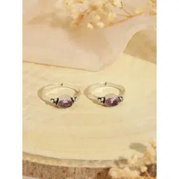 Saraf RS Jewellery Silver-Plated Pink AD Studded Delicate Adjustable Toe Rings - Set of 2-picture-43