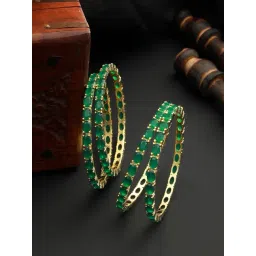 Saraf RS Jewellery Statement Gold Plated Green Emerald Stone Studded Bangles - Set of 4-picture-39