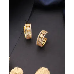 Saraf RS Jewellery Statement Gold Toned AD Zircon Studded Hoop Earring-picture-42