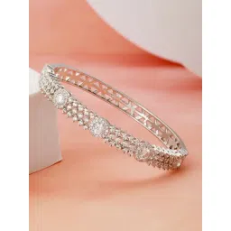 Saraf Rs Jewellery White Silver Plated Zircon Studded Luxe Statement Bracelet-picture-20