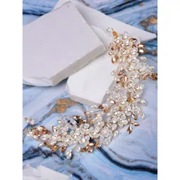 Saraf RS Jewellery Women Gold-Toned & Off White Tiara-picture-17