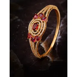 Saraf RS Jewellery Women Gold-Toned & Red Brass Cubic Zirconia Handcrafted Gold-Plated Bangle-Style Bracelet-picture-19
