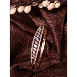 Saraf RS Jewellery Women Gold-Toned & White Brass American Diamond Handcrafted Rose Gold-Plated Bangle-Style Bracelet-picture-22
