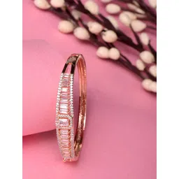 Saraf RS Jewellery Women Gold-Toned & White Brass American Diamond Rose Gold-Plated Bangle-Style Bracelet-picture-21