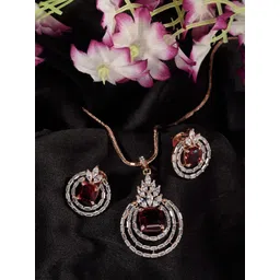 Saraf RS Jewellery Women Rose Gold-Plated Red AD-Studded Jewellery Set-picture-16