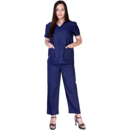 Saraf Cotton Navy Blue Medical V Neck Scrub Suit, Size: M, NVBLUESC-M-picture-13