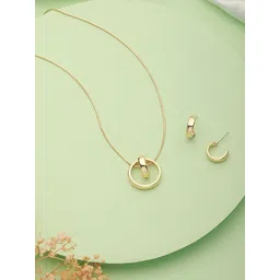 SARAF TRENDZ Gold Plated Ring Pendant & Earrings Jewellery Set-picture-11