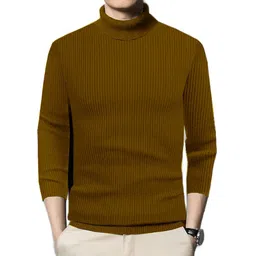 sarah enterprises Men Solid Turtle Neck Brown Sweater-picture-27