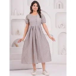 SARAI CREATIONS Women Striped A-Line Midi Dress-picture-39