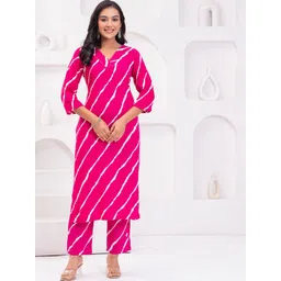 Sarai Women Leheriya Printed Regular Sequinned Kurta with Trousers-picture-21