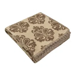 saral home Beige Cotton Printed 82X55 Inch Reversible Throw image 3
