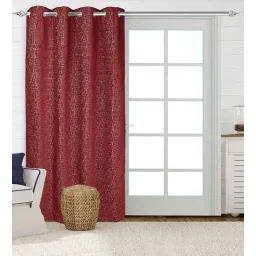 Maroon Polyester Solid 9ft Semisheer Eyelet Long Door Curtain-image-18