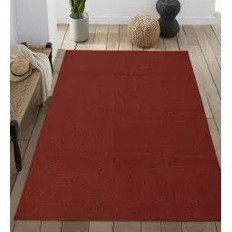 saral home Maroon Solid Polypropylene 4 ft x 6 ft Hand Woven Carpet image 1