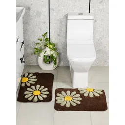 Saral Home 2-Pcs Brown & Yellow Printed Antiskid Bath Rugs-picture-19