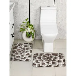 Saral Home 2-Pcs Charcoal & White 3000 GSM Textured Anti- Skid Bath Rug-picture-27