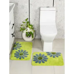 Saral Home 2-Pcs Green & Blue Antiskid Bath Rugs-picture-15