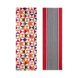 Saral Home 2-Pcs Red & Mustard Abstract Printed Floor Runners-picture-15