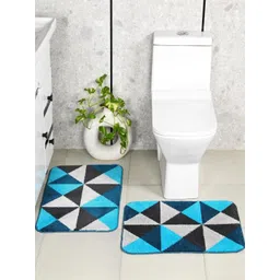 Saral Home 2-Pcs Turquoise Blue & Black 3000 GSM Printed Anti- Skid Bath Rug-picture-31