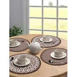 Saral Home 4-Pcs Brown & White Printed Cotton Anti Skid Table Placemats-picture-31