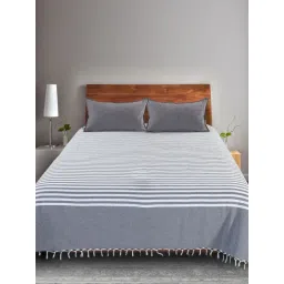 Saral Home Abstract Grey 155 TC Cotton King Sized Bed Sheet with 2 Pillow Covers-picture-35