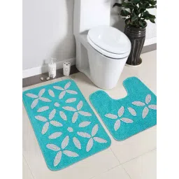 Saral Home Aqua & White Cotton 1416 GSM Bath Mats - Set of 2-picture-19