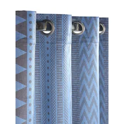 Saral Home Aveda Blue & Grey Boho Printed Black Out Velvet Door Curtain-picture-29