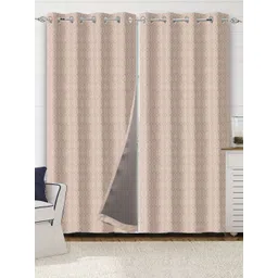 Saral Home Beige 2 Pcs Geometric Printed Black Out Long Door Curtains-picture-35