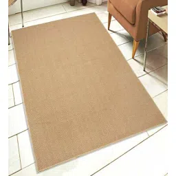 saral home Beige Abstract Cotton 6 ft x 9 ft Hand Woven Carpet-picture-17