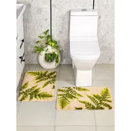 Saral Home Beige & Green Printed Anti-Skid Bath Rugs-picture-42