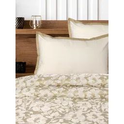 Saral Home Beige & White Floral 400 TC King Bedsheet with 2 Pillow Covers-picture-38