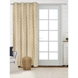 Saral Home Beige & White Geometric Room Darkening Long Door Curtain-picture-38