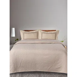 Saral Home Beige & White Striped 160 TC Queen Bedsheet with 2 Pillow Covers-picture-29