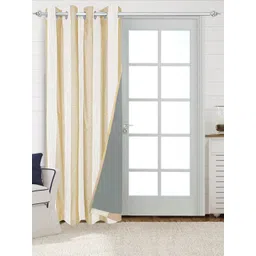 Saral Home Beige & White Striped Black Out Cotton Door Curtain-picture-29