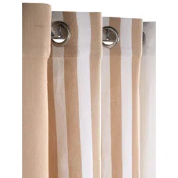 Saral Home Beige & White Striped Cotton Black Out Door Curtain-picture-16