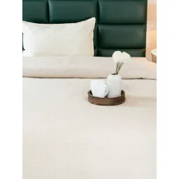 Saral Home Beige Cotton 300 TC Printed Single Bedsheet with 1 Pillow Cover-picture-24