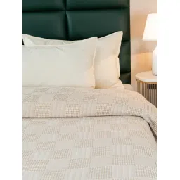 Saral Home Beige Cotton 300 TC Textured Double Bedsheet with 2 Pillow Covers-picture-37