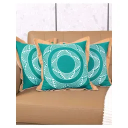 Saral Home Beige Cotton Cushion Covers - Set of 3-picture-36