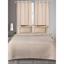 Saral Home Beige Cotton Printed 224 TC King Bedsheet with 2 Pillow Covers-picture-17